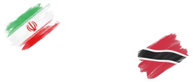 Beyaz Arkaplanda İran ve Trinidad ve Tobago Bayrakları