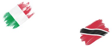 Beyaz Arkaplanda İtalya ve Trinidad ve Tobago Bayrakları