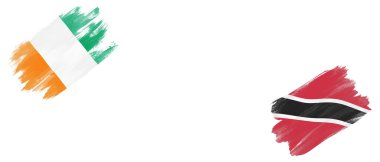 Fildişi Sahilleri ve Trinidad ve Tobago Bayrakları Beyaz Arkaplanda