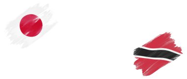 Beyaz Arkaplanda Japonya ve Trinidad ve Tobago Bayrakları