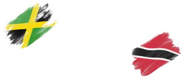 Beyaz Arkaplanda Jamaika ve Trinidad ve Tobago Bayrakları