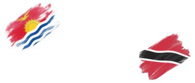 Beyaz Arkaplanda Kiribati ve Trinidad ve Tobago Bayrakları