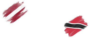 Beyaz Arkaplanda Letonya ve Trinidad ve Tobago Bayrakları