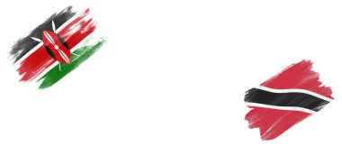 Kenya ve Trinidad ve Tobago Bayrakları Beyaz Arkaplanda