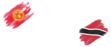 Kırgızistan ve Trinidad ve Tobago Bayrakları Beyaz Arkaplanda