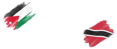 Ürdün ve Trinidad ve Tobago Bayrakları Beyaz Arkaplanda