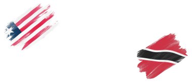 Liberya ve Trinidad ve Tobago Bayrakları Beyaz Arkaplanda