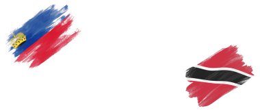 Beyaz Arkaplanda Lihtenştayn ve Trinidad ve Tobago Bayrakları