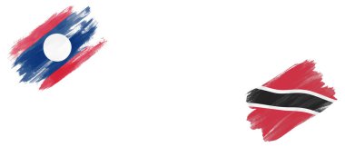 Laos ve Trinidad ve Tobago Bayrakları Beyaz Arkaplanda