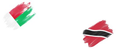 Madagaskar, Trinidad ve Tobago Bayrakları Beyaz Arkaplanda