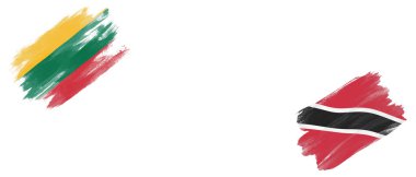 Litvanya ve Trinidad ve Tobago Bayrakları Beyaz Arkaplanda