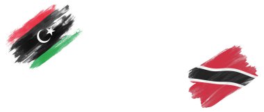 Libya ve Trinidad ve Tobago Bayrakları Beyaz Arkaplanda