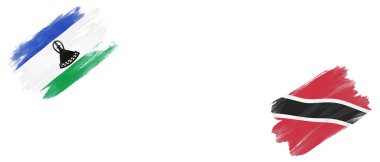 Lesotho ve Trinidad ve Tobago Bayrakları Beyaz Arkaplanda