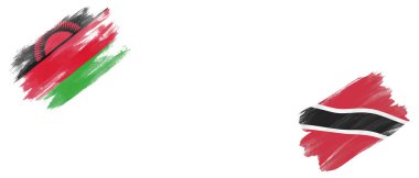 Beyaz Arkaplanda Malawi ve Trinidad ve Tobago Bayrakları