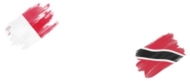 Beyaz Arkaplanda Malta ve Trinidad ve Tobago Bayrakları