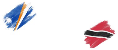 Marshall Adaları, Trinidad ve Tobago Bayrakları Beyaz Arkaplanda