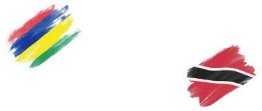 Mauritius ve Trinidad ve Tobago Bayrakları Beyaz Arkaplanda