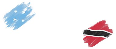 Mikronezya ve Trinidad ve Tobago Bayrakları Beyaz Arkaplanda