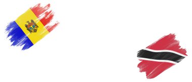 Moldova ve Trinidad ve Tobago Bayrakları Beyaz Arkaplanda