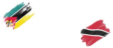 Mozambik ve Trinidad ve Tobago Bayrakları Beyaz Arkaplanda