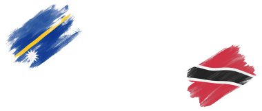 Nauru ve Trinidad ve Tobago Bayrakları Beyaz Arkaplanda