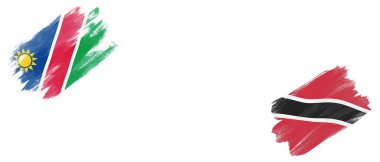 Namibya ve Trinidad ve Tobago Bayrakları Beyaz Arkaplanda