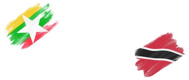 Myanmar ve Trinidad ve Tobago Bayrakları Beyaz Arkaplanda