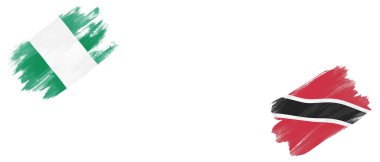 Nijerya, Trinidad ve Tobago Bayrakları Beyaz Arkaplanda