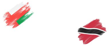 Umman ve Trinidad ve Tobago Bayrakları Beyaz Arkaplanda