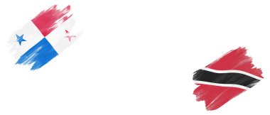 Panama ve Trinidad ve Tobago Bayrakları Beyaz Arkaplanda