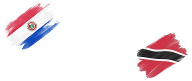 Paraguay ve Trinidad ve Tobago Bayrakları Beyaz Arkaplanda