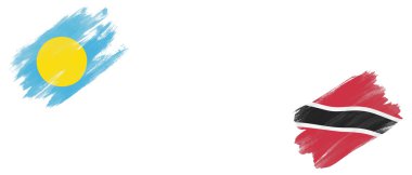 Beyaz Arkaplanda Palau ve Trinidad ve Tobago Bayrakları