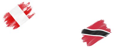 Peru ve Trinidad ve Tobago Bayrakları Beyaz Arkaplanda