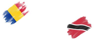 Romanya ve Trinidad ve Tobago Bayrakları Beyaz Arkaplanda