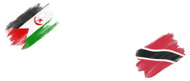 Sahra Arap Demokratik Cumhuriyeti ve Trinidad ve Tobago Bayrakları Beyaz Arkaplanda