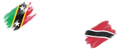 Saint Kitts ve Nevis ve Trinidad ve Tobago Bayrakları Beyaz Arkaplanda