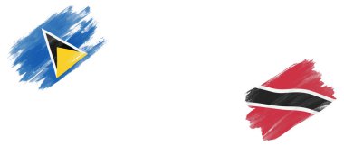 Saint Lucia ve Trinidad ve Tobago Bayrakları Beyaz Arkaplanda