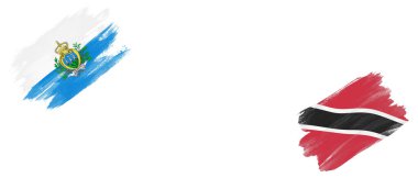 Beyaz Arkaplanda San Marino ve Trinidad ve Tobago Bayrakları