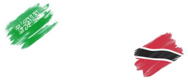 Suudi Arabistan, Trinidad ve Tobago Bayrakları Beyaz Arkaplanda