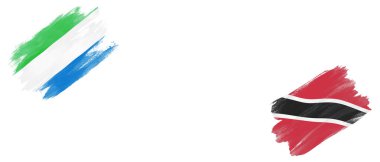 Sierra Leone ve Trinidad ve Tobago Bayrakları Beyaz Arkaplanda