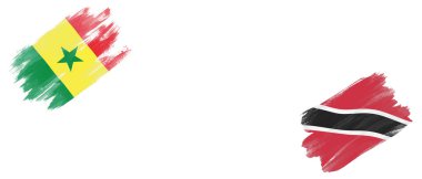 Senegal ve Trinidad ve Tobago Bayrakları Beyaz Arkaplanda