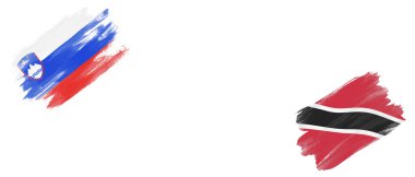 Slovenya ve Trinidad ve Tobago Bayrakları Beyaz Arkaplanda