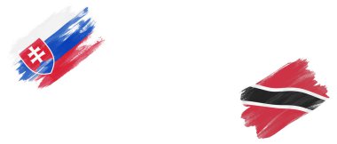 Slovakya ve Trinidad ve Tobago Bayrakları Beyaz Arkaplanda
