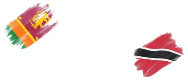 Beyaz Arkaplanda Sri Lanka ve Trinidad ve Tobago Bayrakları