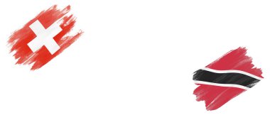 Beyaz Arkaplanda İsviçre ve Trinidad ve Tobago Bayrakları
