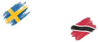 İsveç ve Trinidad ve Tobago Bayrakları Beyaz Arkaplanda