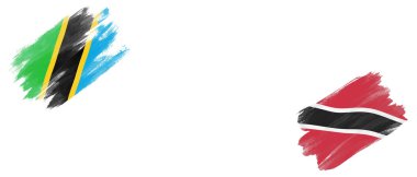 Tanzanya ve Trinidad ve Tobago Bayrakları Beyaz Arkaplanda