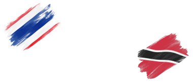 Tayland ve Trinidad ve Tobago Bayrakları Beyaz Arkaplanda