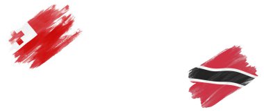 Tonga ve Trinidad ve Tobago Bayrakları Beyaz Arkaplanda