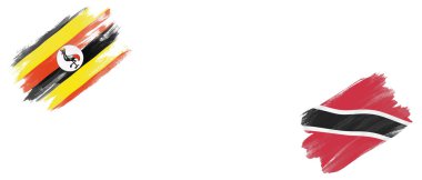 Beyaz Arkaplanda Uganda ve Trinidad ve Tobago Bayrakları